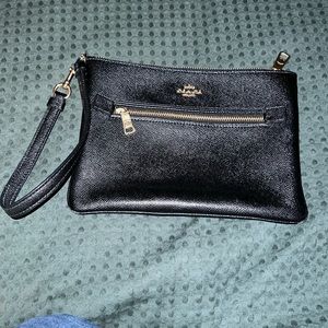Black Coach Wristlet 9” x 6” gold accents
